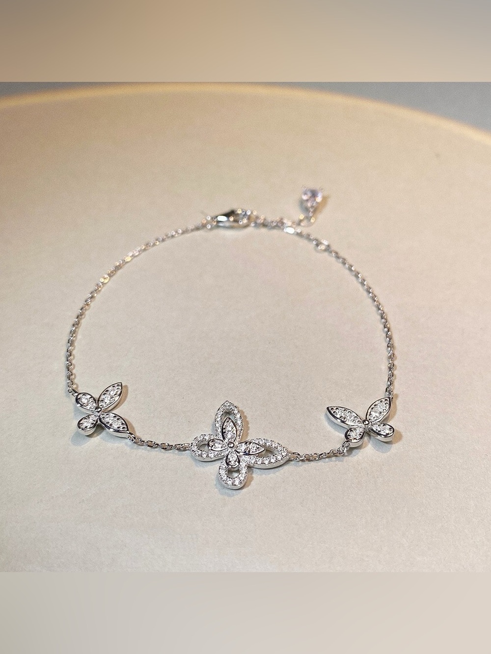 925 Sterling Silver Chain Butterfly Bracelet
